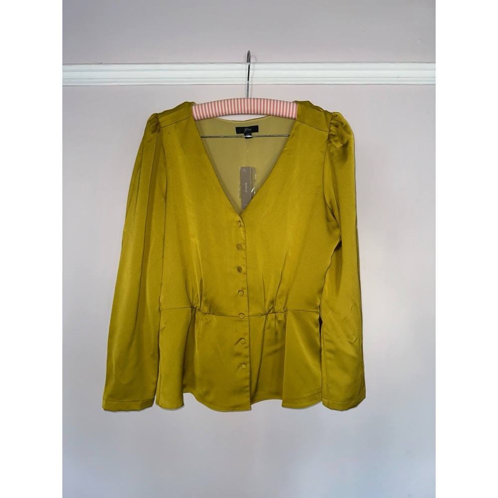 J. Crew Yellow Peplum Buttoned Blouse